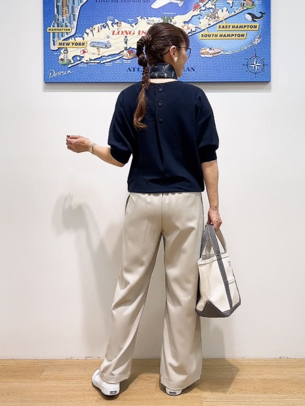 Yasucoさんの「Dessin｜【洗える】後ろボタンニットプルオーバー七分袖」を使ったコーディネート