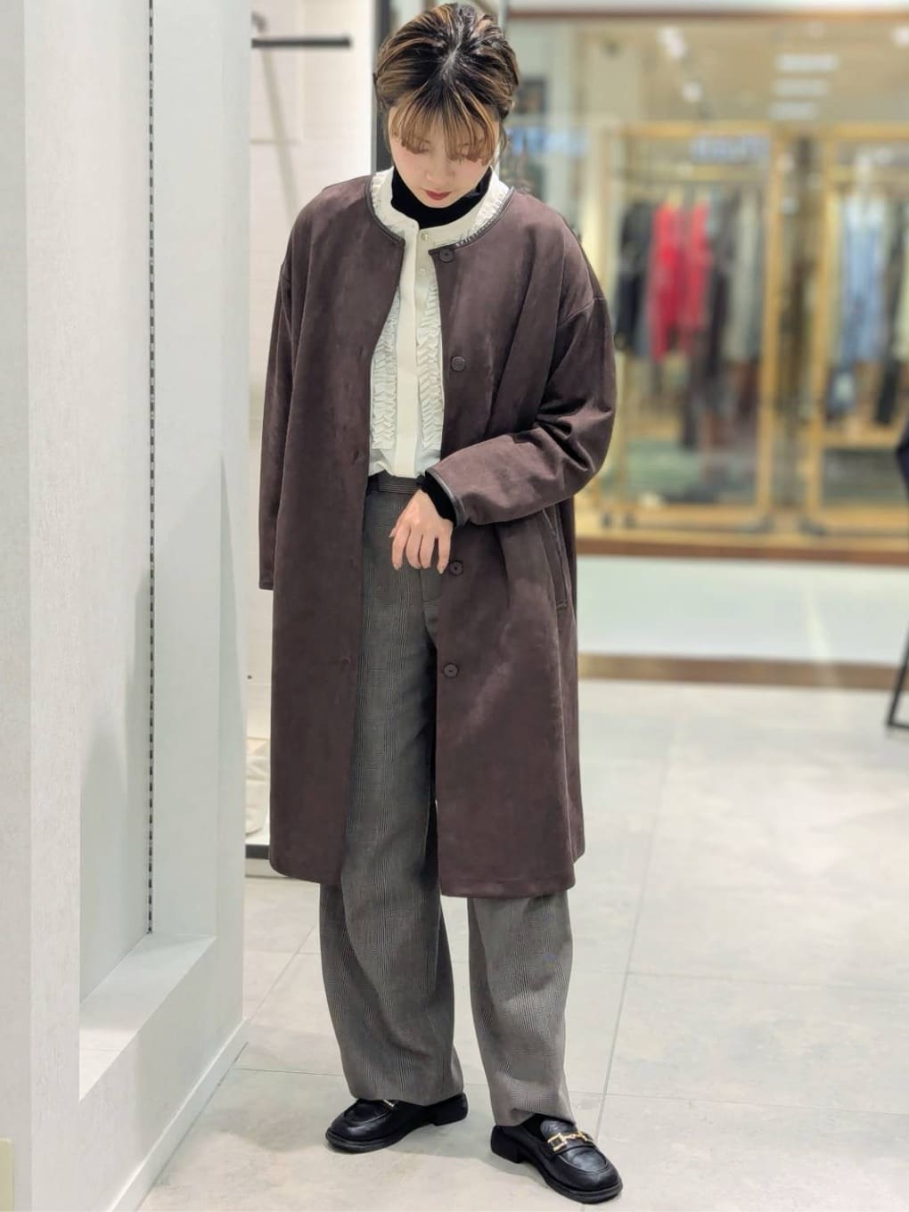 nonoさんの「UNTITLED｜【ハイネック/レイヤード/重ね着におすすめ】トリコットベロア シアーインナー」を使ったコーディネート
