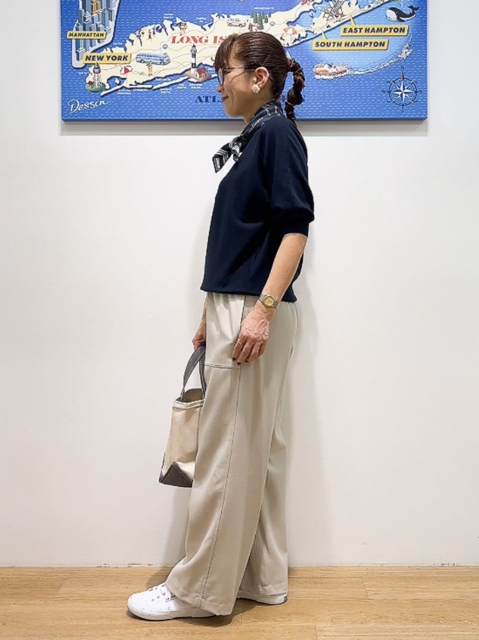 Yasucoさんの「Dessin｜【洗える】後ろボタンニットプルオーバー七分袖」を使ったコーディネート