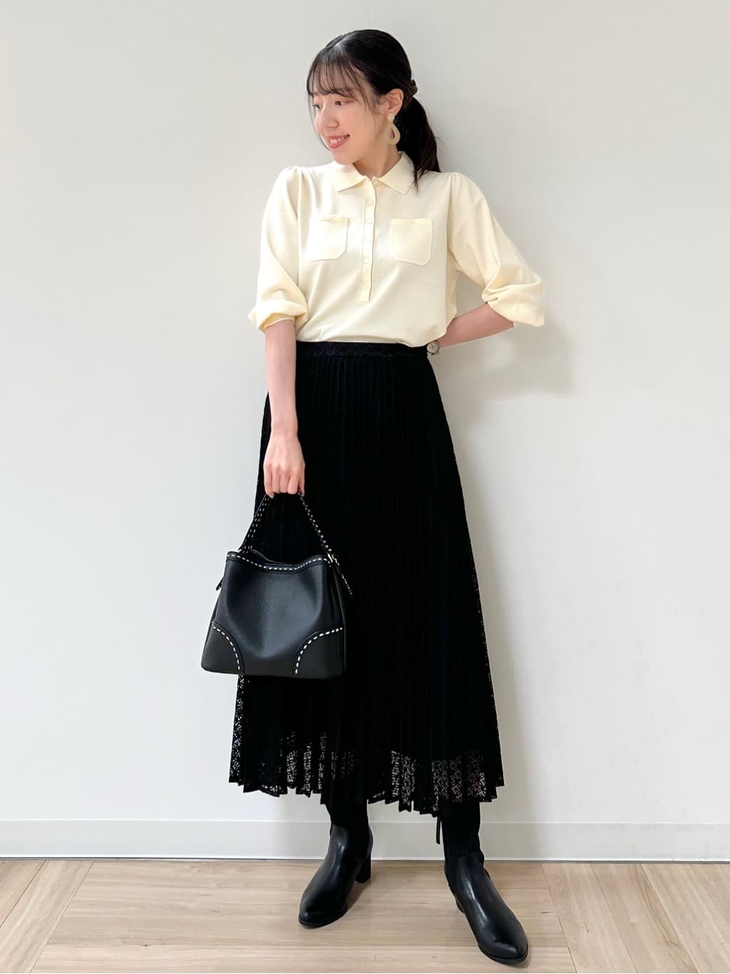Momoさんの「Reflect｜【透けにくい◎】衿付き七分袖ニット」を使ったコーディネート
