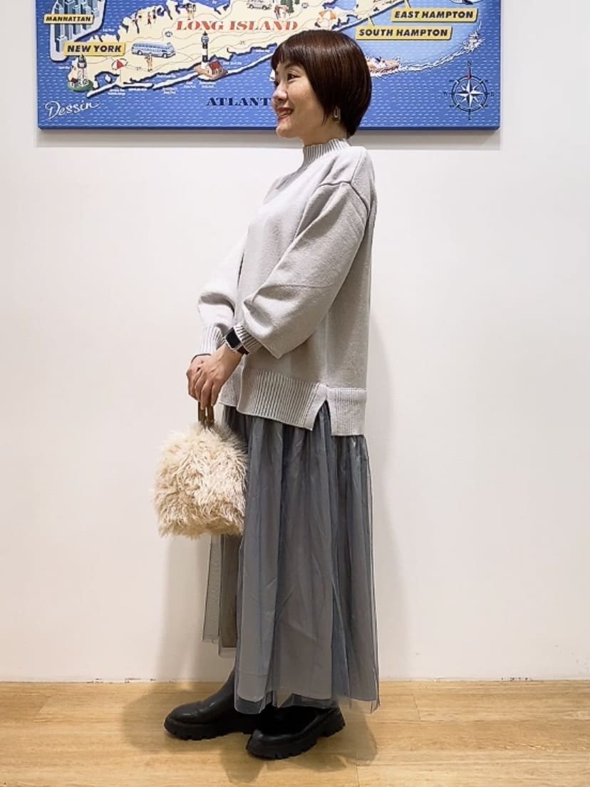 Hamaさんの「Dessin｜【洗える】ニットチュールドッキングワンピース」を使ったコーディネート