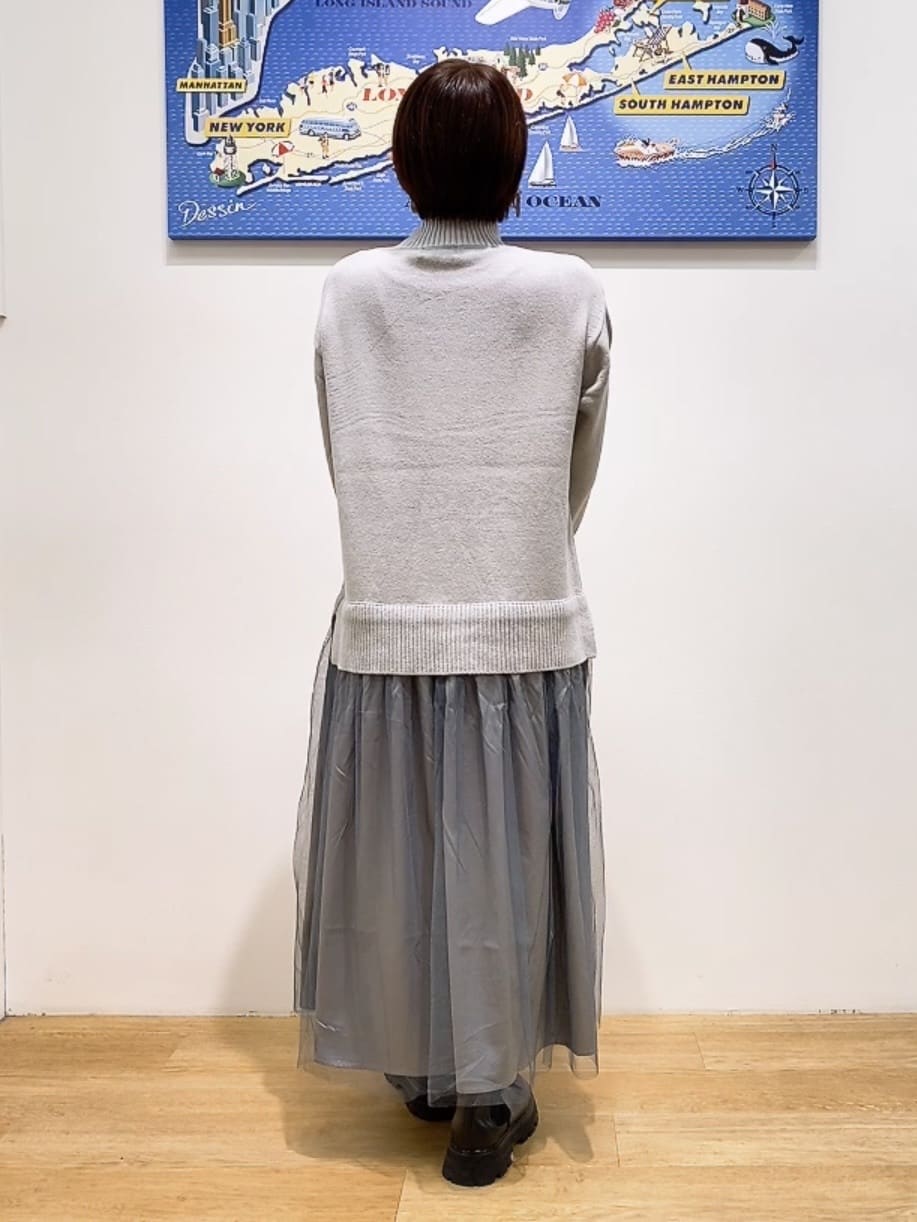 Hamaさんの「Dessin｜【洗える】ニットチュールドッキングワンピース」を使ったコーディネート