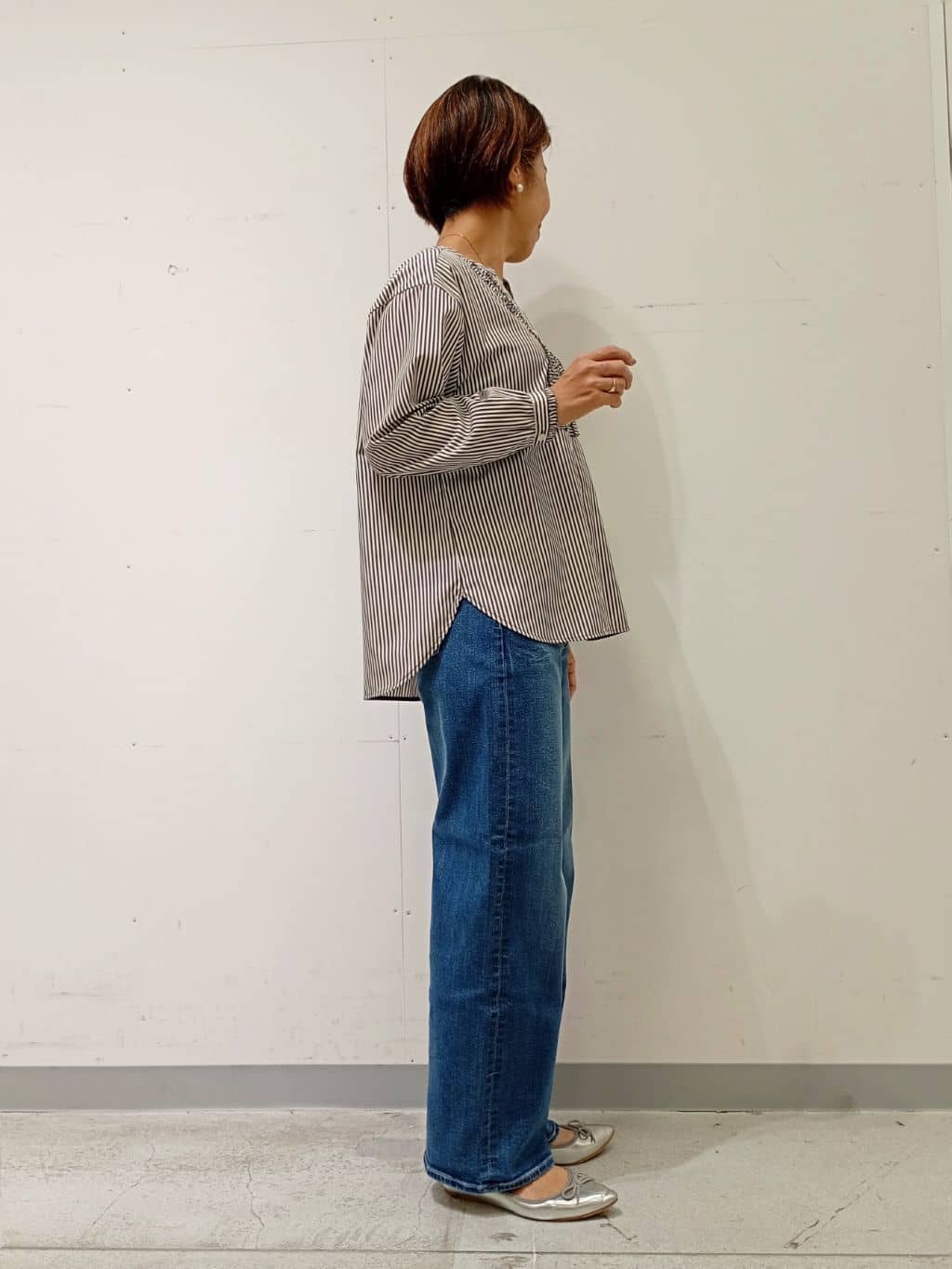 Kさんの「INDIVI｜【洗える】胸元タックフリル長袖ブラウス」を使ったコーディネート