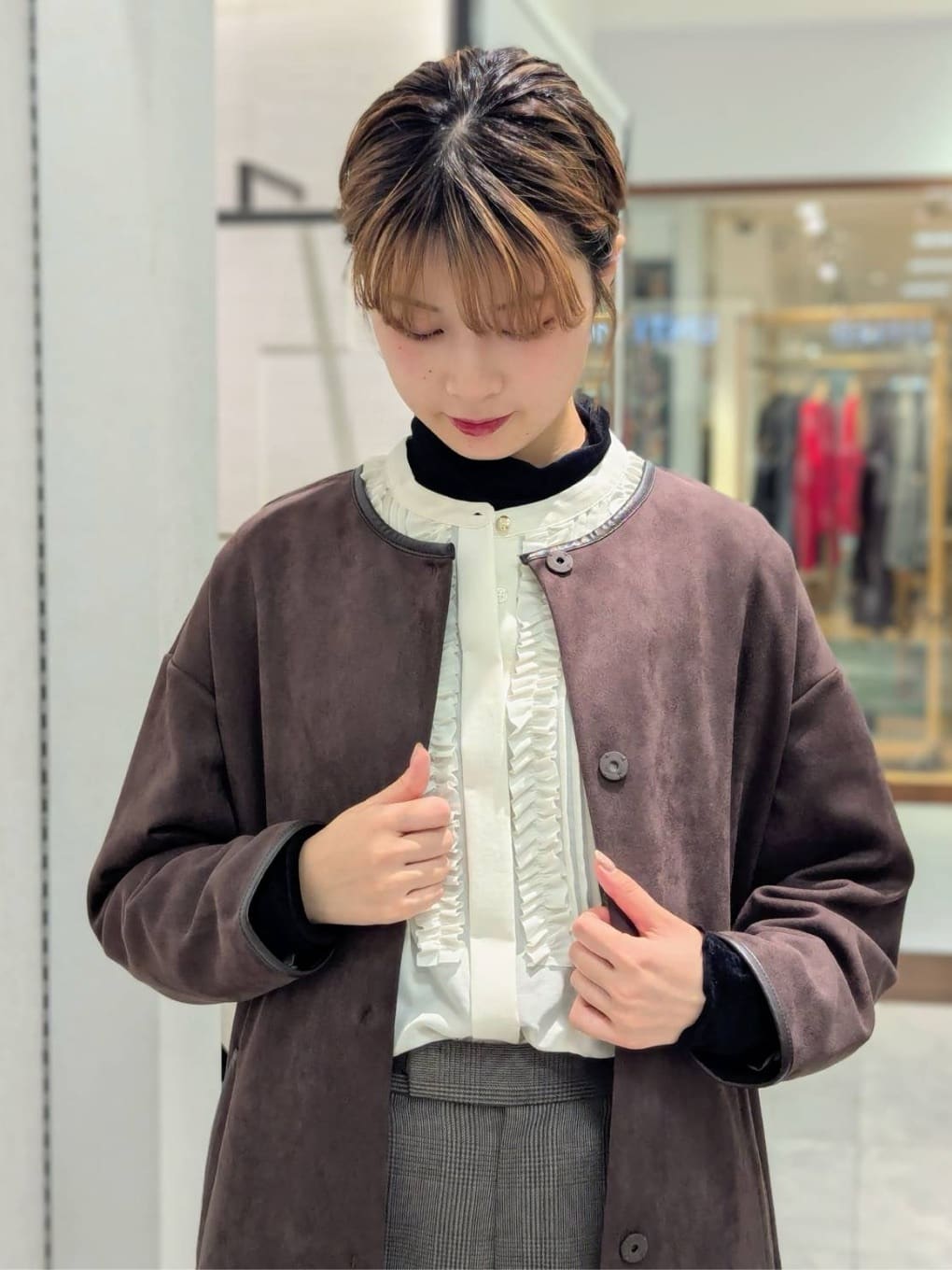 nonoさんの「UNTITLED｜【ハイネック/レイヤード/重ね着におすすめ】トリコットベロア シアーインナー」を使ったコーディネート