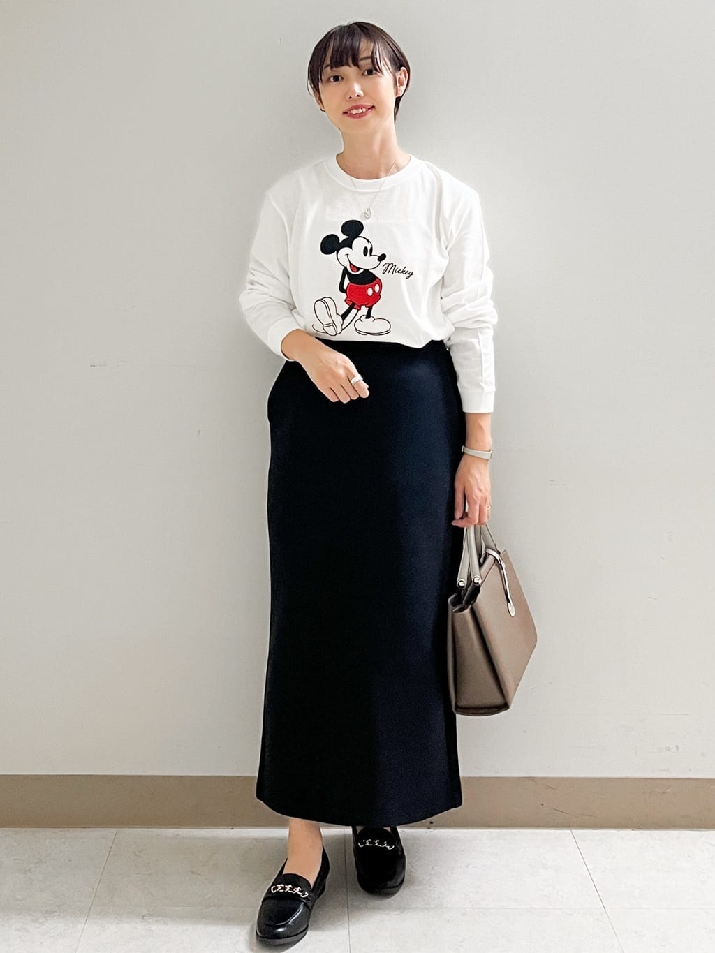 あかねさんの「OPAQUE.CLIP｜【Mickey Mouse】プリントロングTシャツ」を使ったコーディネート