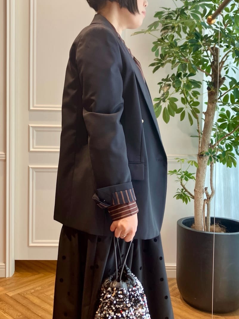 konominさんの「DRESSTERIOR｜スパンコール2WAY巾着バッグ」を使ったコーディネート