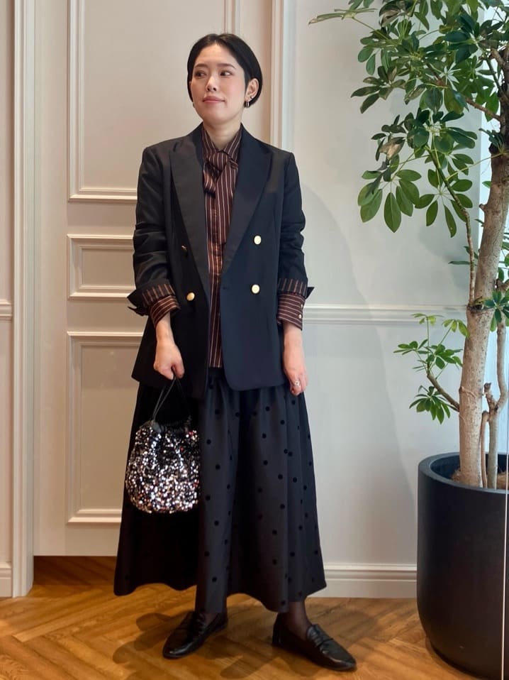 konominさんの「DRESSTERIOR｜スパンコール2WAY巾着バッグ」を使ったコーディネート