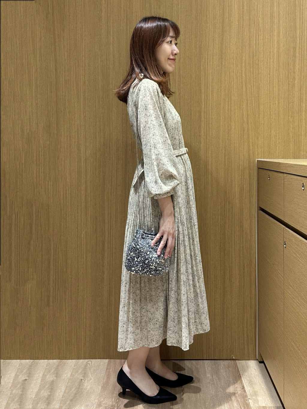 yukaさんの「OPAQUE.CLIP｜《5色展開／S-3Lサイズ》プリーツフレアワンピース【洗濯機OK／防シワ】」を使ったコーディネート