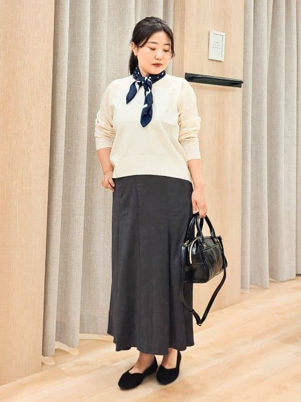 ふるさんの「grove｜ガーターボートネックプルオーバー【洗える/毛玉軽減】」を使ったコーディネート