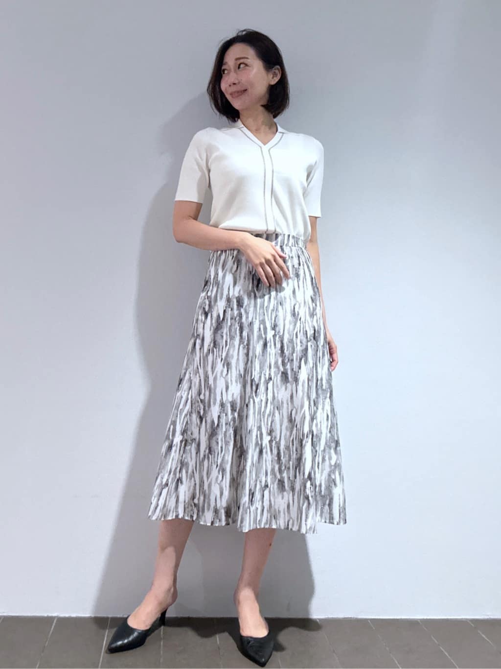 Yukaさんの「COUP DE CHANCE｜【手洗い可／日本製】プリント柄スカート」を使ったコーディネート