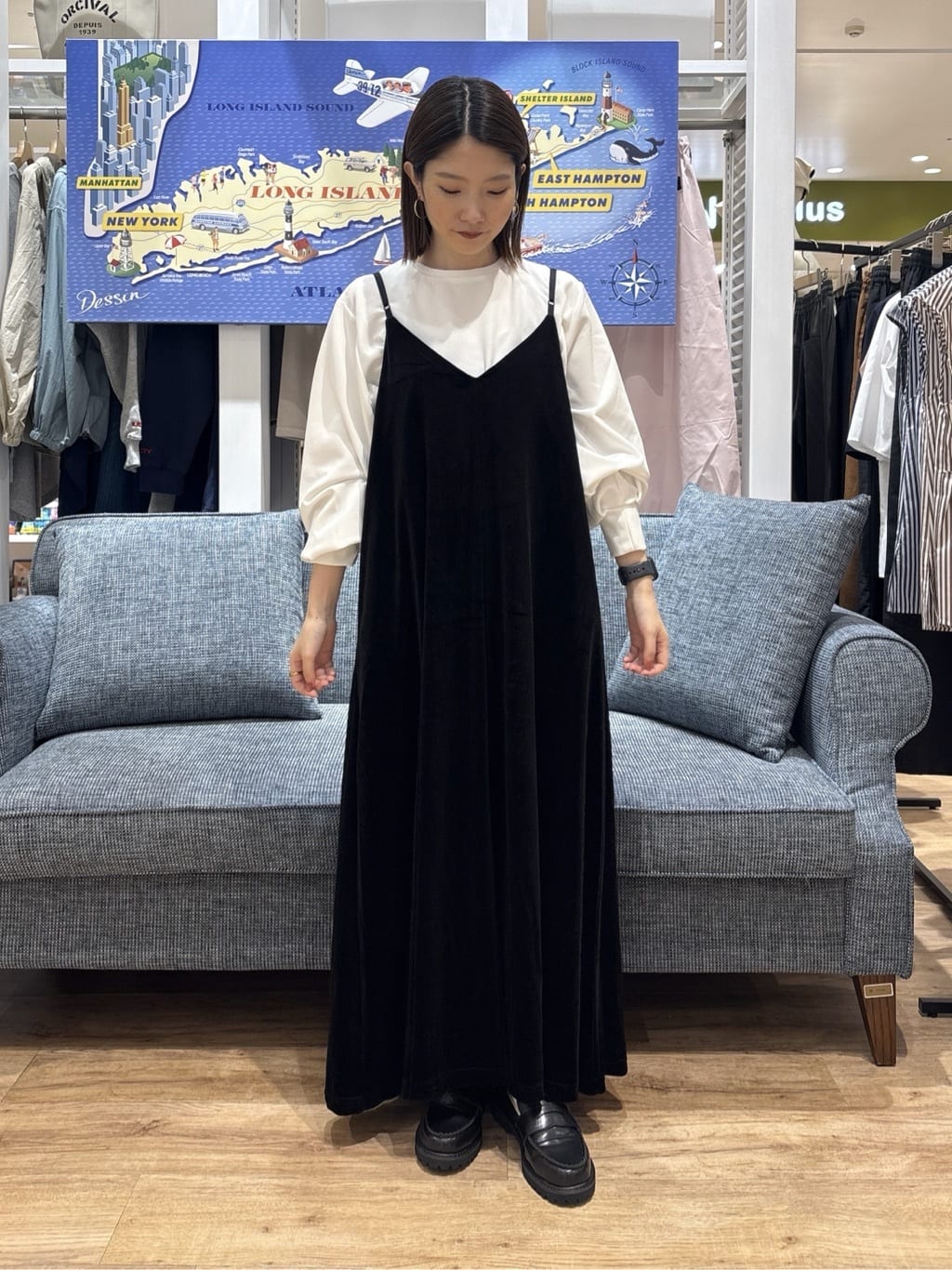 risaさんの「Dessin｜【前後2WAY/洗える】ベロアワンピース」を使ったコーディネート