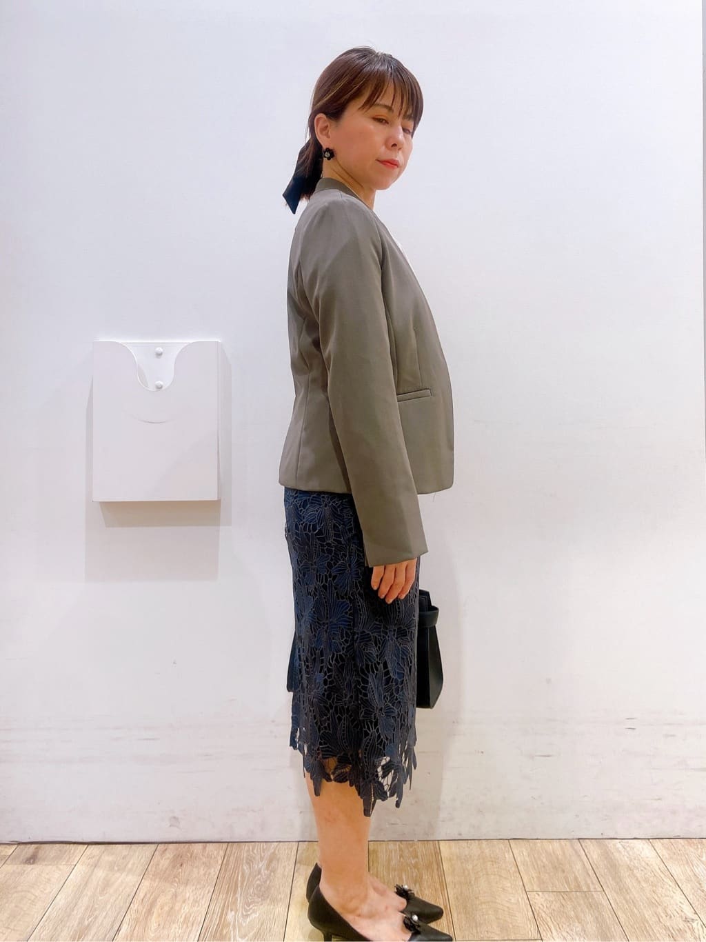 YUKOさんの「index｜ストレッチノーカラージャケット／セットアップ対応【洗濯機洗い可／イージーアイロン／防シワ】」を使ったコーディネート