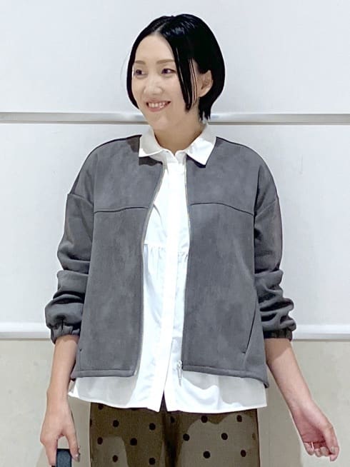 eriko さんの「Dessin｜【セットアップ可・洗える】マシュマロスウェードジップブルゾン」を使ったコーディネート