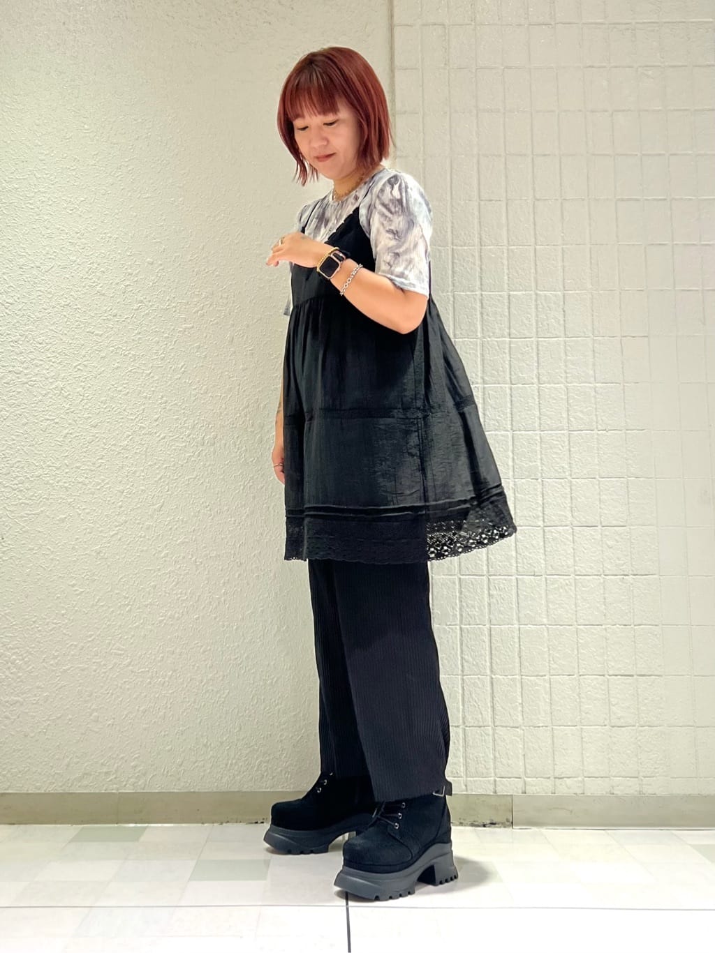 TAKAさんの「ESPERANZA｜レースアップバックル厚底ブーツ」を使ったコーディネート