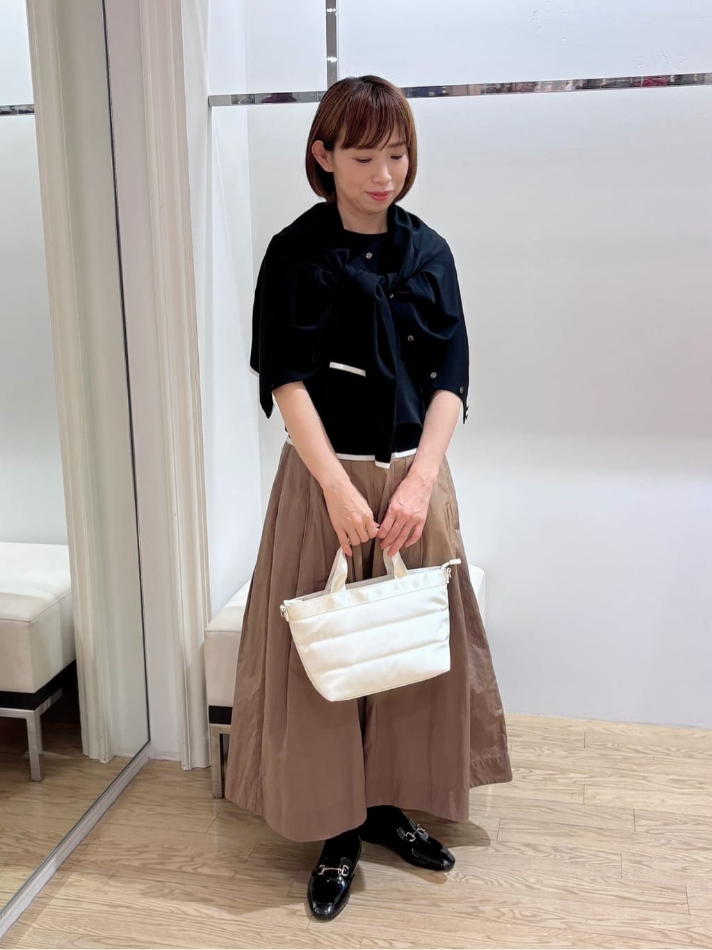 Satoさんの「UNTITLED｜【アンサンブル可/薄手/洗える】5分袖クルーニット」を使ったコーディネート