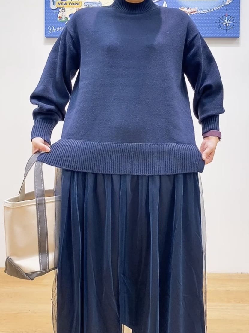 Hamaさんの「Dessin｜【洗える】ニットチュールドッキングワンピース」を使ったコーディネート
