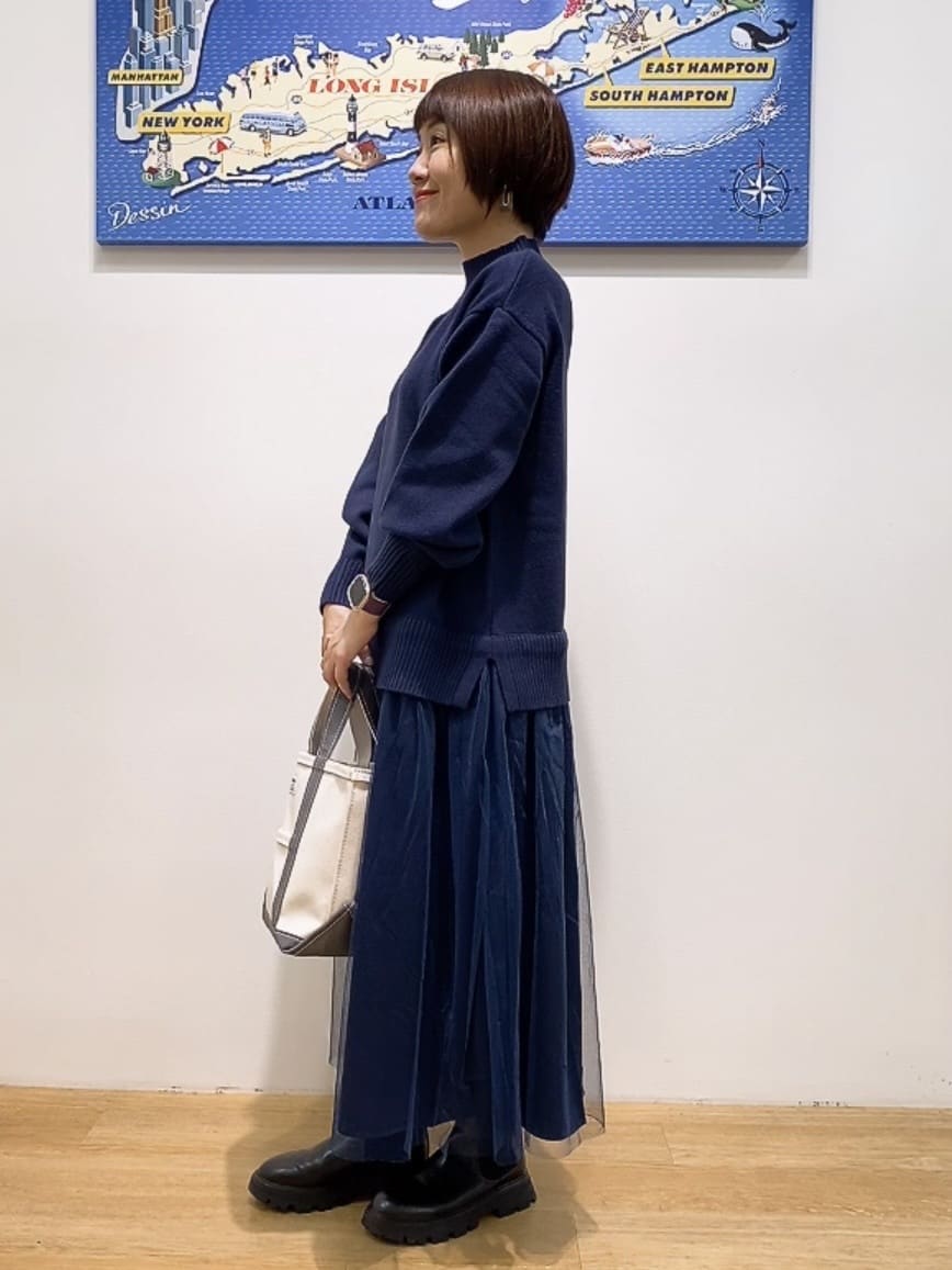 Hamaさんの「Dessin｜【洗える】ニットチュールドッキングワンピース」を使ったコーディネート