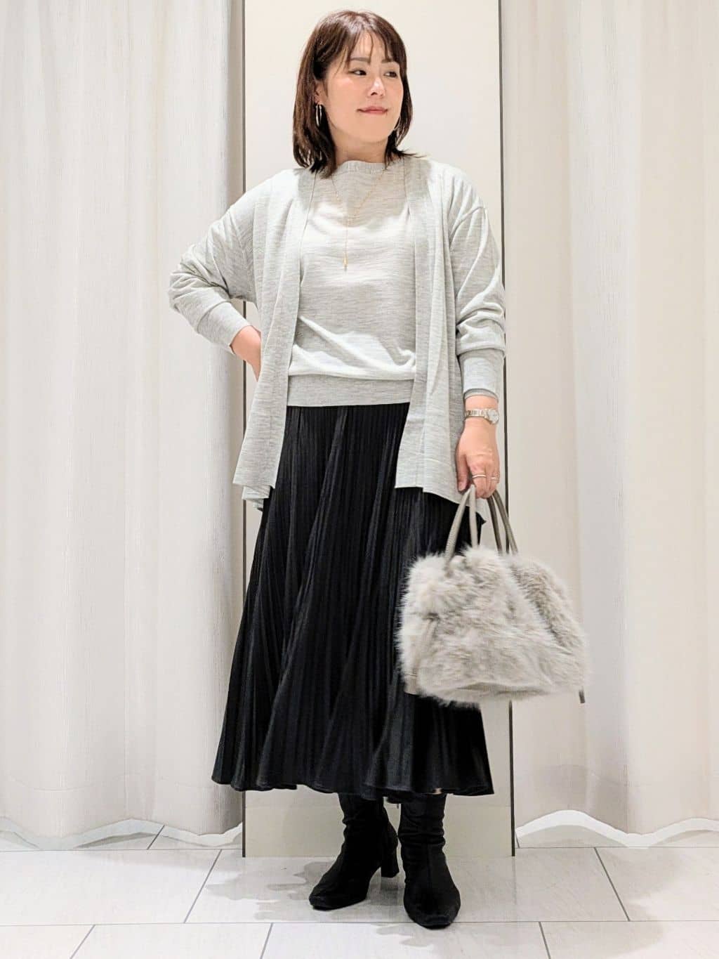 Onumaさんの「UNTITLED｜【アンサンブル可/洗える/ボタンなし】シルクウールカシミヤ 着流しカーディガン」を使ったコーディネート