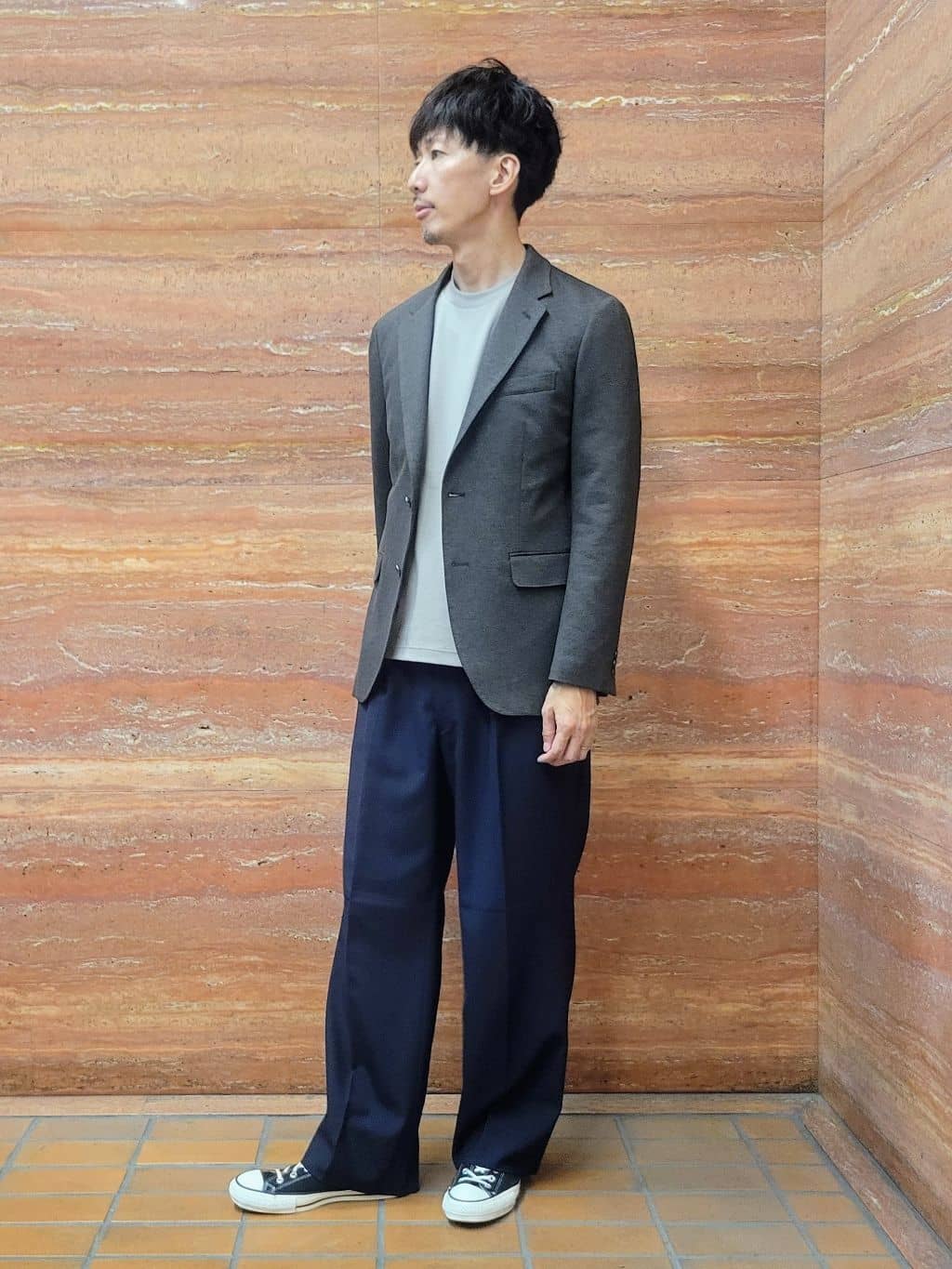 piroyaさんの「TAKEO KIKUCHI｜【None Of Stress】アクティブジャージ 千鳥 ジャケット」を使ったコーディネート