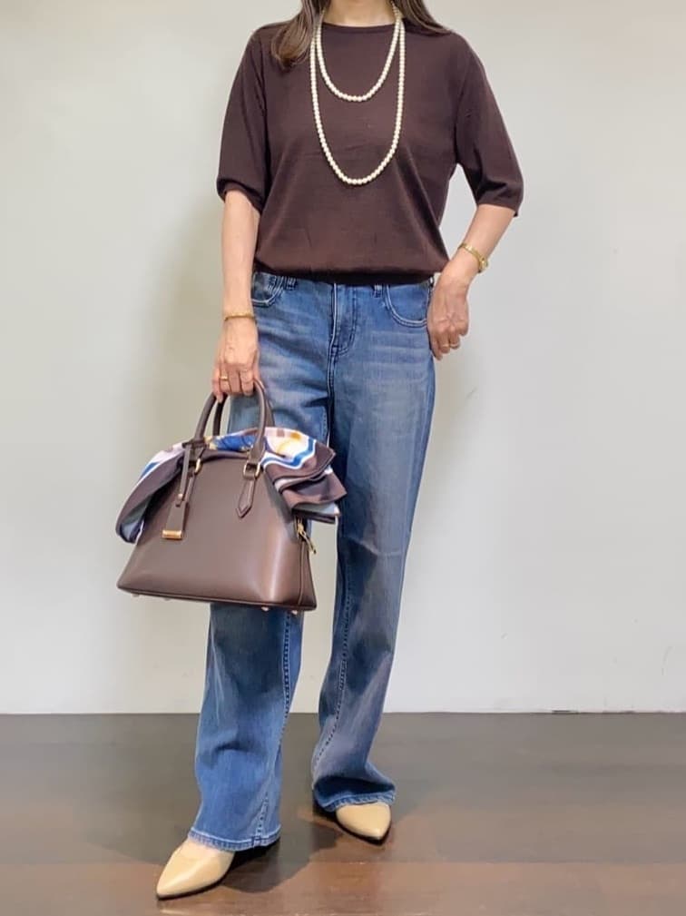 tomoさんの「UNTITLED｜【アンサンブル可/六分袖/洗える】ウールシルクニット」を使ったコーディネート
