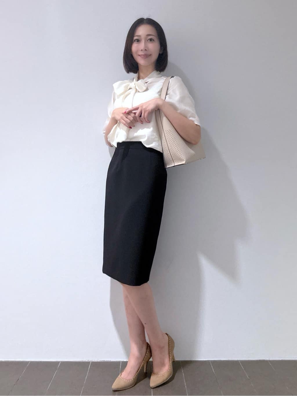 Yukaさんの「COUP DE CHANCE｜【手洗い可／日本製】ボウタイブラウス」を使ったコーディネート