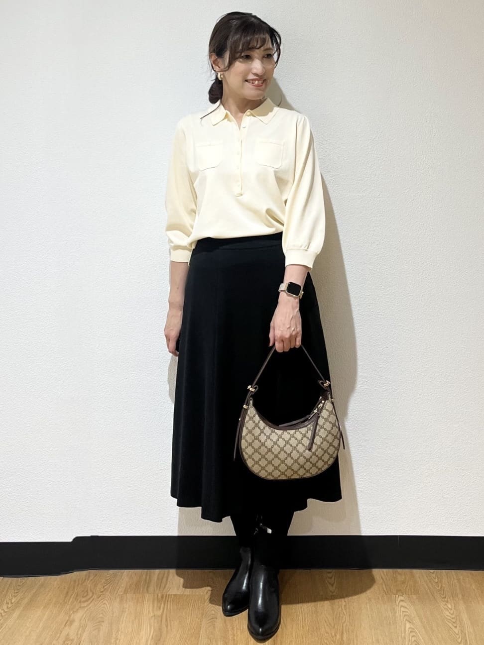 ayaさんの「Reflect｜【透けにくい◎】衿付き七分袖ニット」を使ったコーディネート