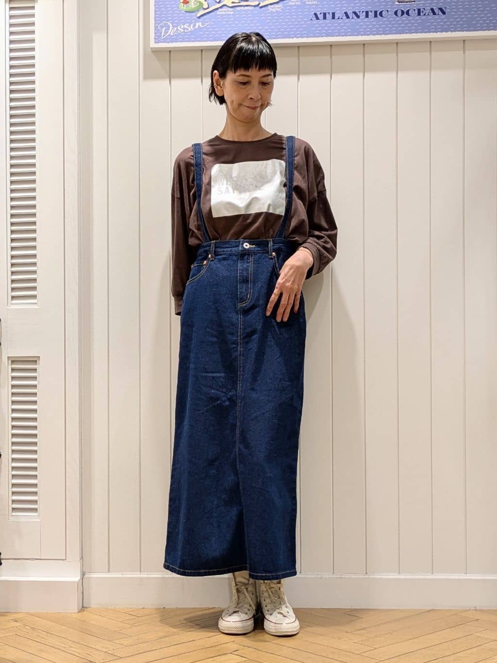 micoさんの「Dessin｜【洗える】箔プリントロングTシャツ」を使ったコーディネート