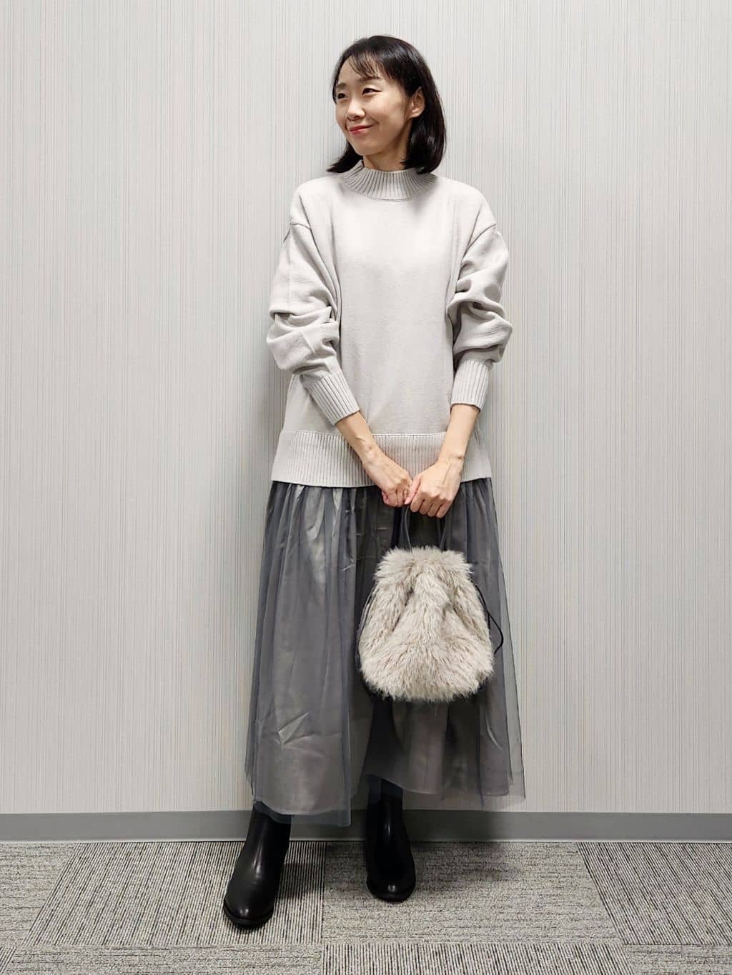 naraさんの「Dessin｜【洗える】ニットチュールドッキングワンピース」を使ったコーディネート