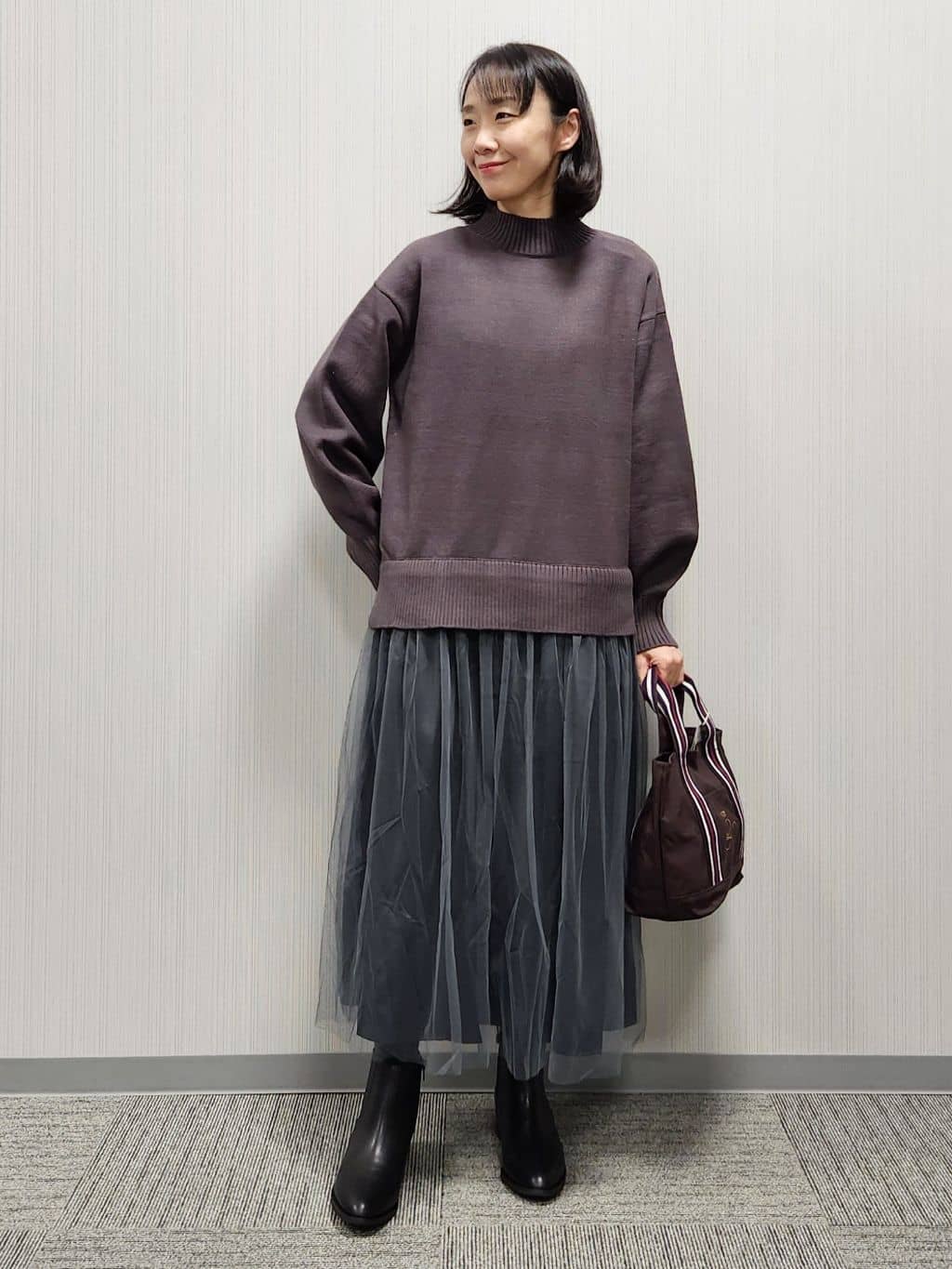 naraさんの「Dessin｜【洗える】ニットチュールドッキングワンピース」を使ったコーディネート