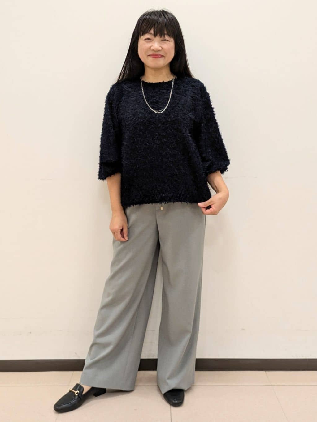 ともさんの「UNTITLED｜【洗える/ワイド/ウエストゴム】ストレッチドロストパンツ」を使ったコーディネート