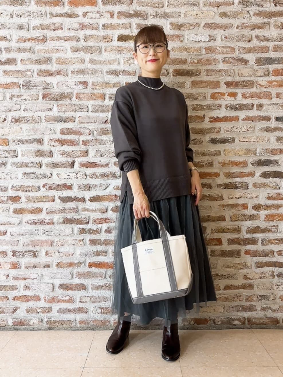 Yasucoさんの「Dessin｜【洗える】ニットチュールドッキングワンピース」を使ったコーディネート