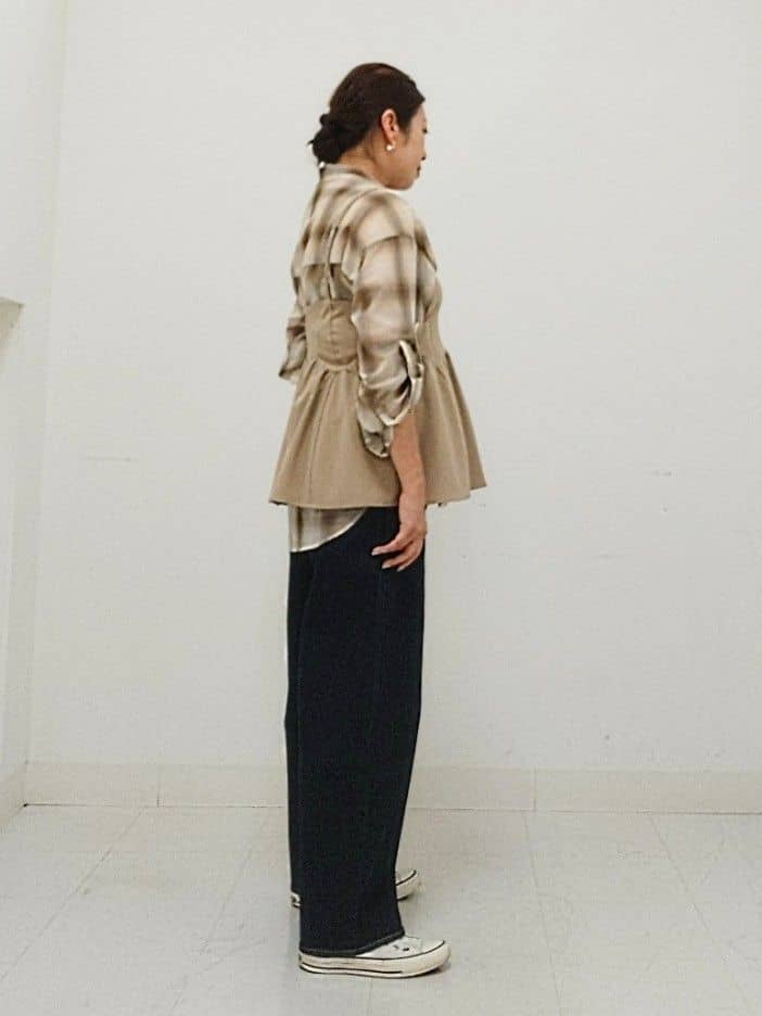 KJさんの「Dessin｜【洗える】シアーオンブレーチェックシャツ」を使ったコーディネート