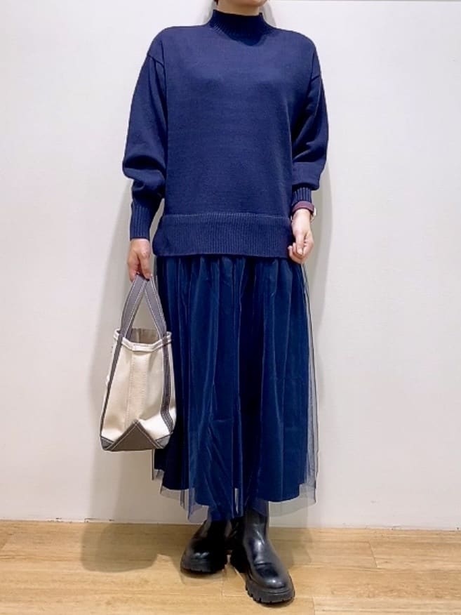 Hamaさんの「Dessin｜【洗える】ニットチュールドッキングワンピース」を使ったコーディネート