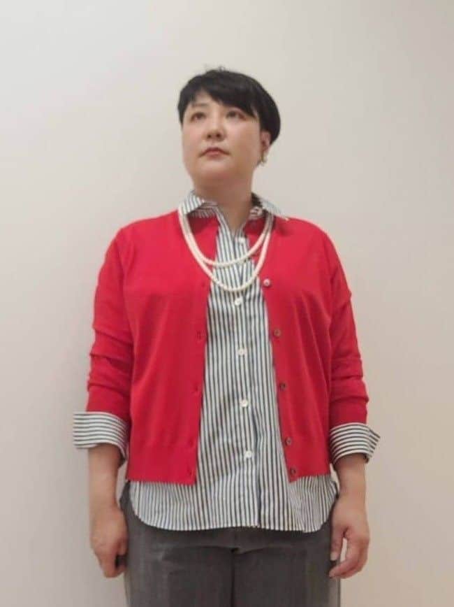 ますこさんの「UNTITLED｜【アンサンブル可/薄手】ベーシッククルーネックカーディガン」を使ったコーディネート