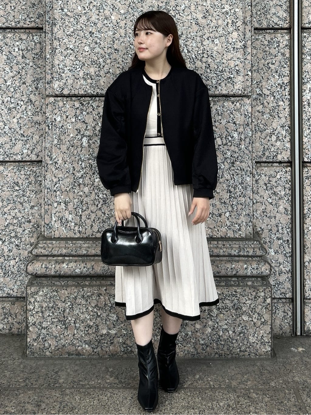 sayaさんの「OPAQUE.CLIP｜キルティング切替ノーカラーブルゾン【洗濯機OK】」を使ったコーディネート