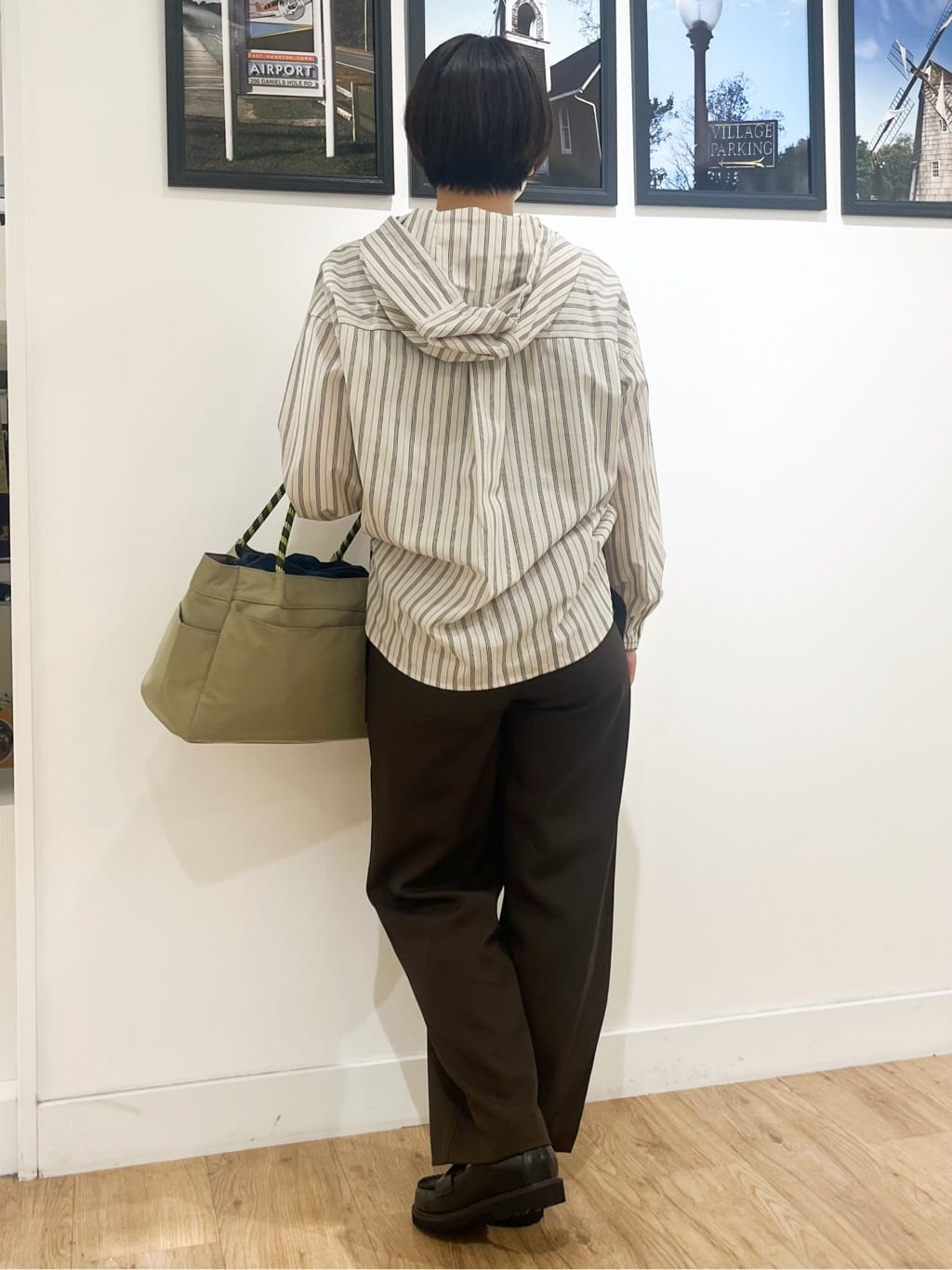 Asukaさんの「Dessin｜【洗える】ストライプフードブラウス」を使ったコーディネート
