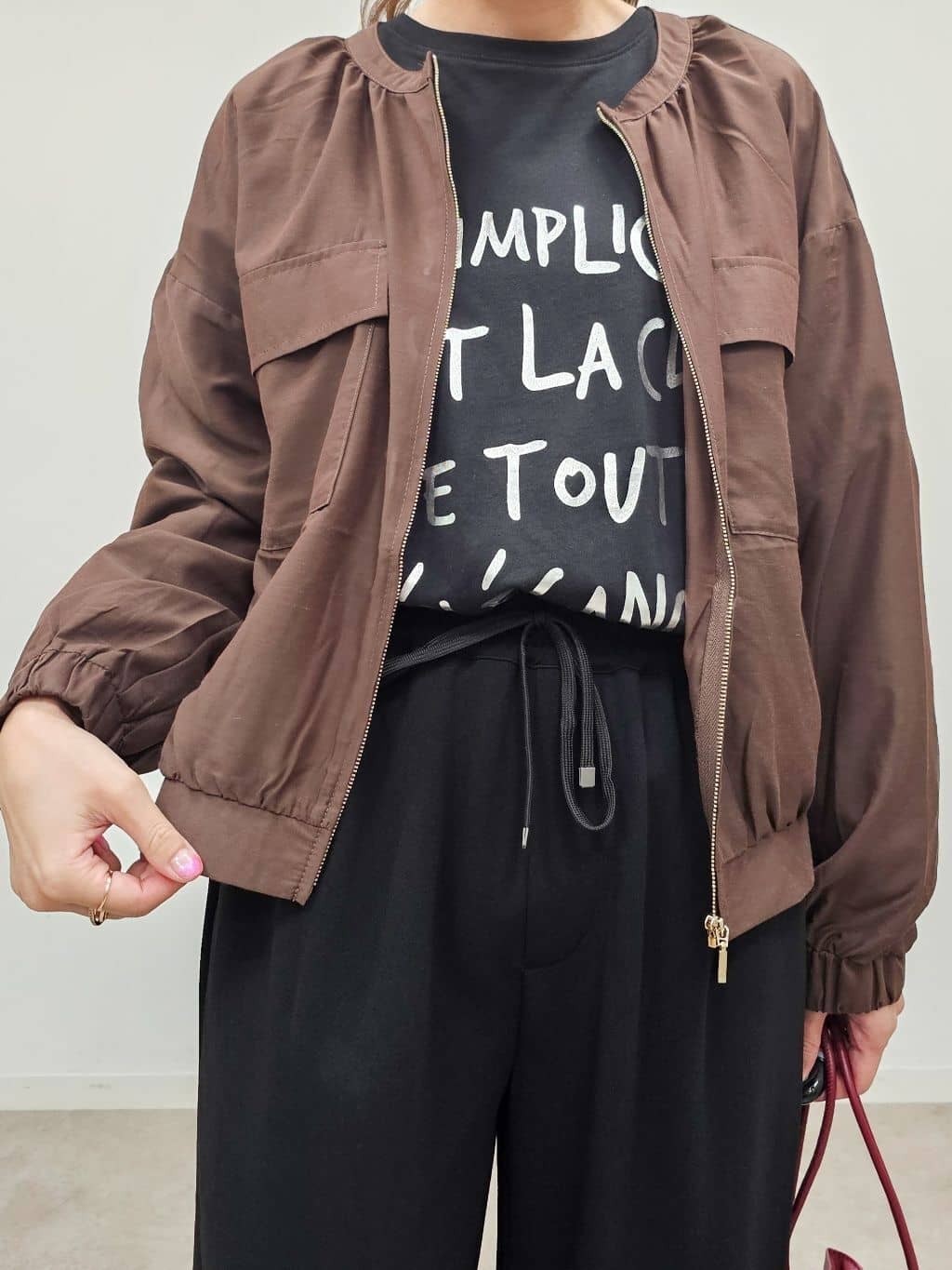 ゆゆさんの「SHOO･LA･RUE｜【S-LL】寒暖差のある時期に 大人上品なシアーブルゾン」を使ったコーディネート