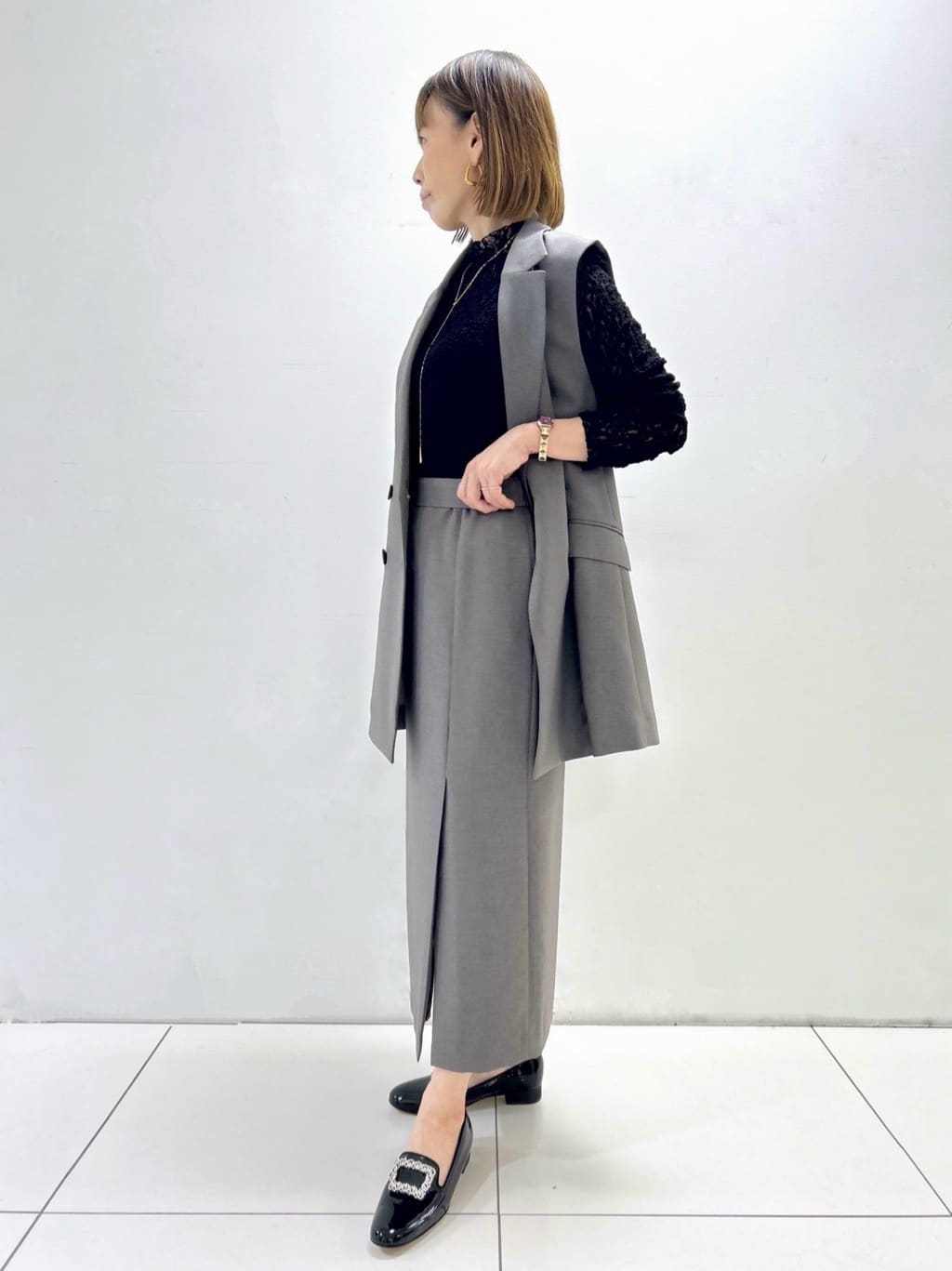 hacoさんの「UNTITLED｜【セットアップ可/洗える】スラブテーラードカラージレ」を使ったコーディネート