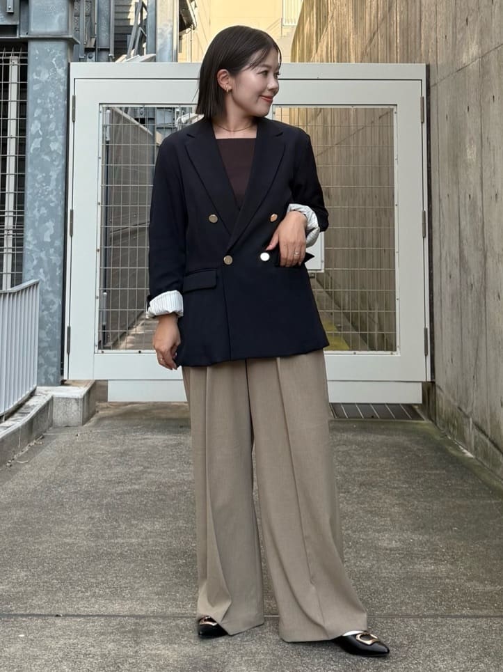 chさんの「THE SHOP TK｜【今羽織るなら】ダブルブレストジャケット【セットアップ可/洗える】」を使ったコーディネート