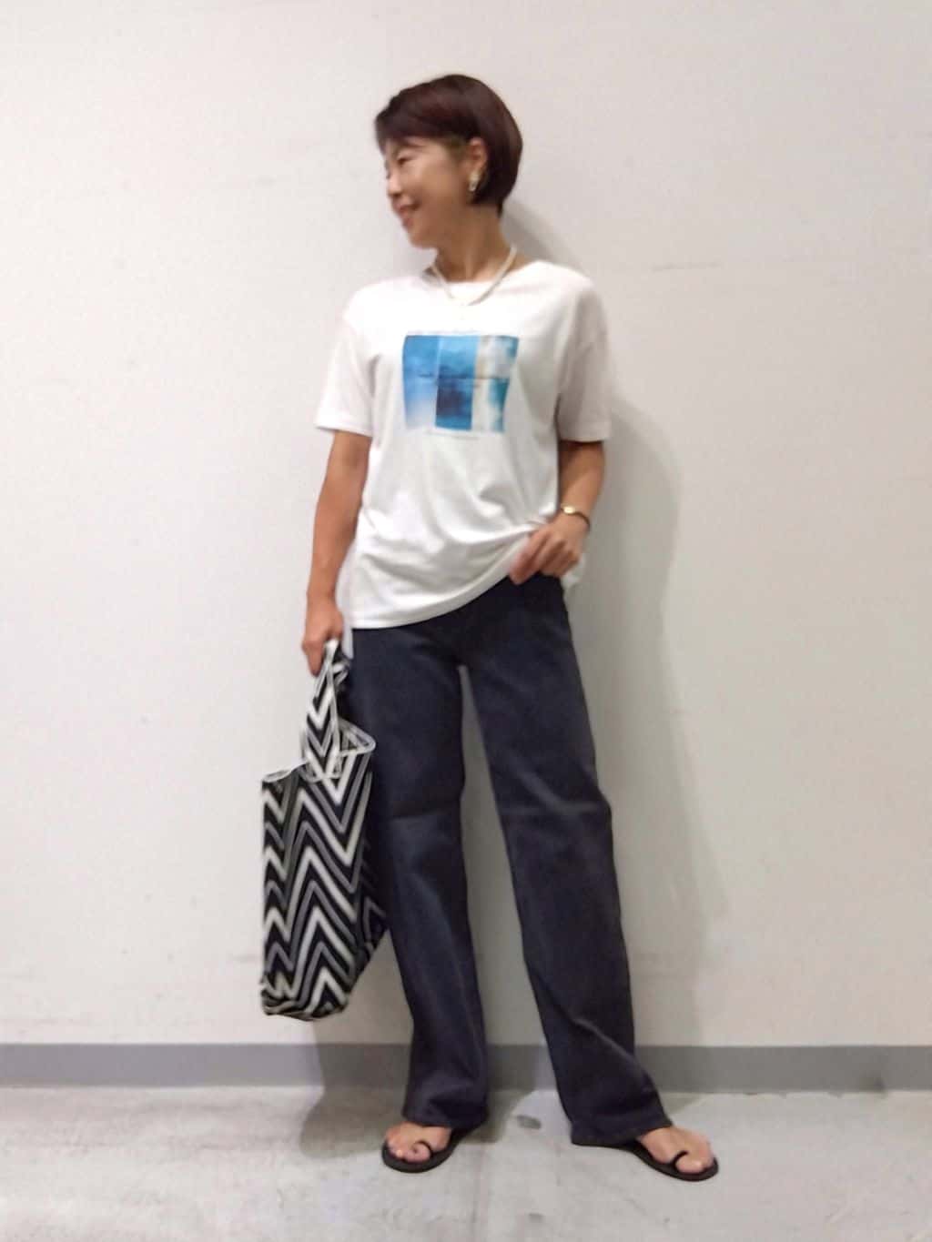 Kさんの「INDIVI｜【褒められデニム】ワイドストレート デニムパンツ」を使ったコーディネート