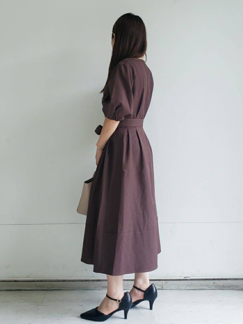 Riaさんの「index｜タックパフスリーブワンピース【洗濯機洗い可／イージーアイロン】」を使ったコーディネート