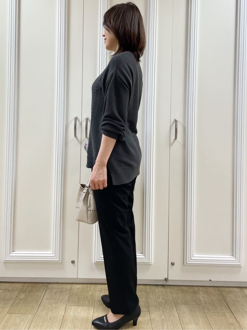 めいさんの「Reflect｜【パンツ合わせにぴったり◎】ゆったりオフボディニット」を使ったコーディネート