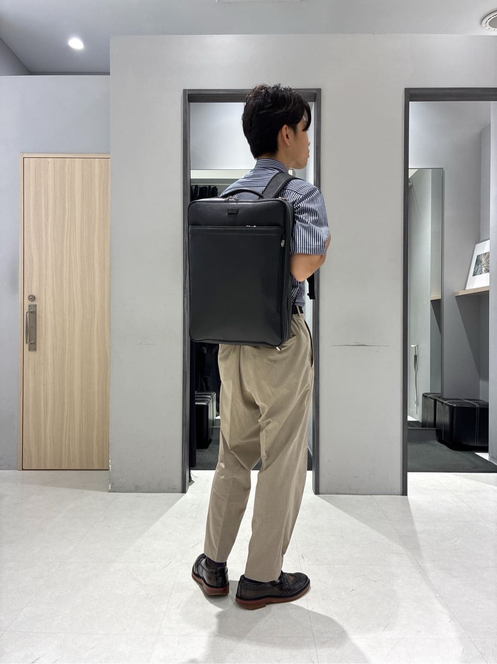 わいずみさんの「TAKEO KIKUCHI｜【COOL CITY WEAR】ストライプジャージ ボタンダウンシャツ /接触冷感」を使ったコーディネート