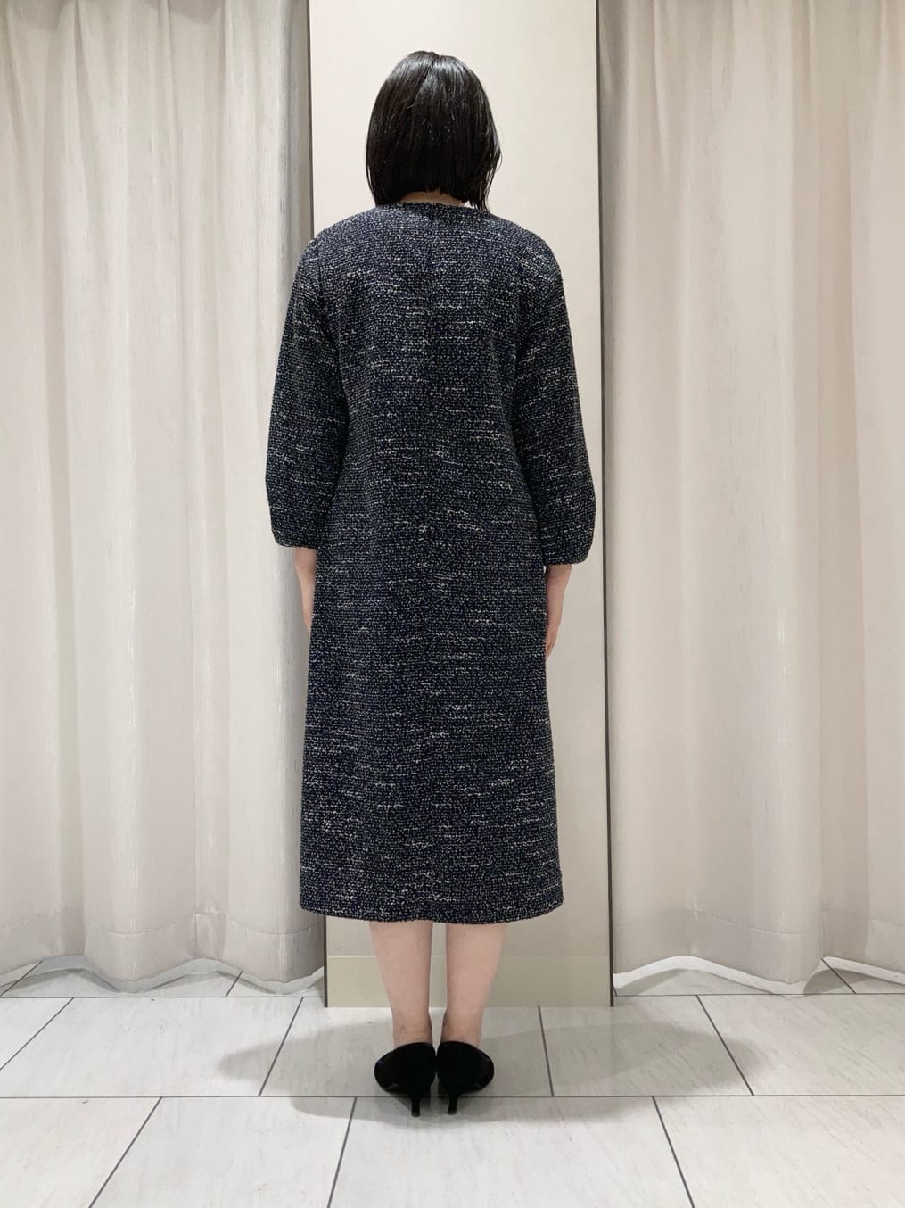 わたなべさんの「UNTITLED｜【洗える/ストレッチ】ツイードジャージワンピース」を使ったコーディネート