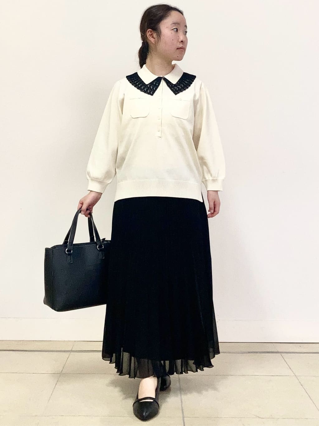 tomominさんの「Reflect｜【透けにくい◎】衿付き七分袖ニット」を使ったコーディネート