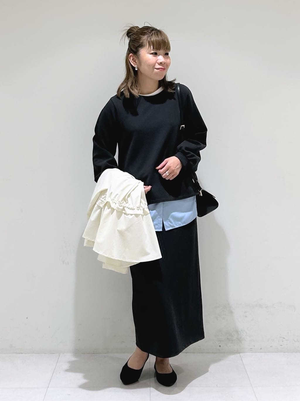 tsuyuさんの「INDIVI｜【コットン】シャツ切り替えカットソー」を使ったコーディネート