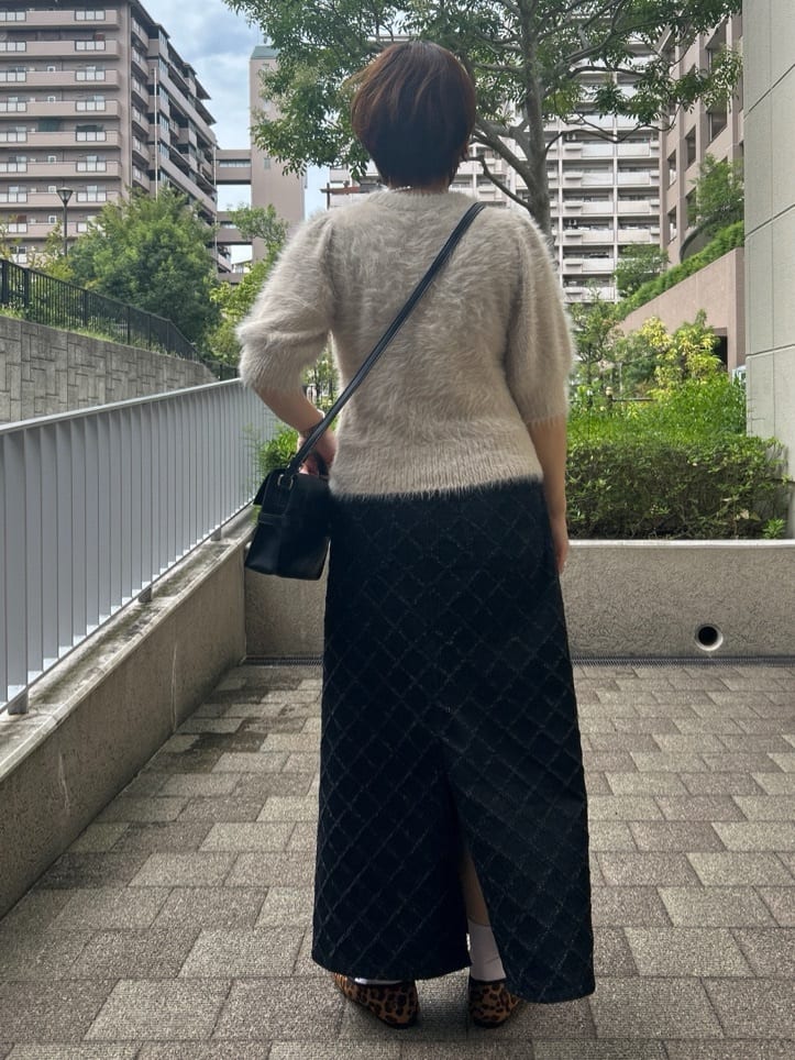 ga_riさんの「THE SHOP TK｜【大人の魅力引き出す】5分袖フェザーニット/洗える」を使ったコーディネート