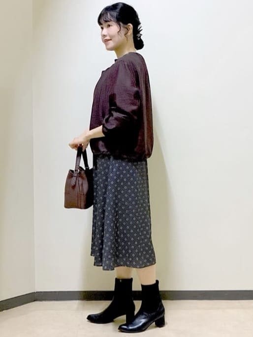  beni_gingerさんの「Reflect｜【きちんと見え／通勤／セレモニーにおすすめ◎】ドット&times;ダイヤ柄ワンピース」を使ったコーディネート