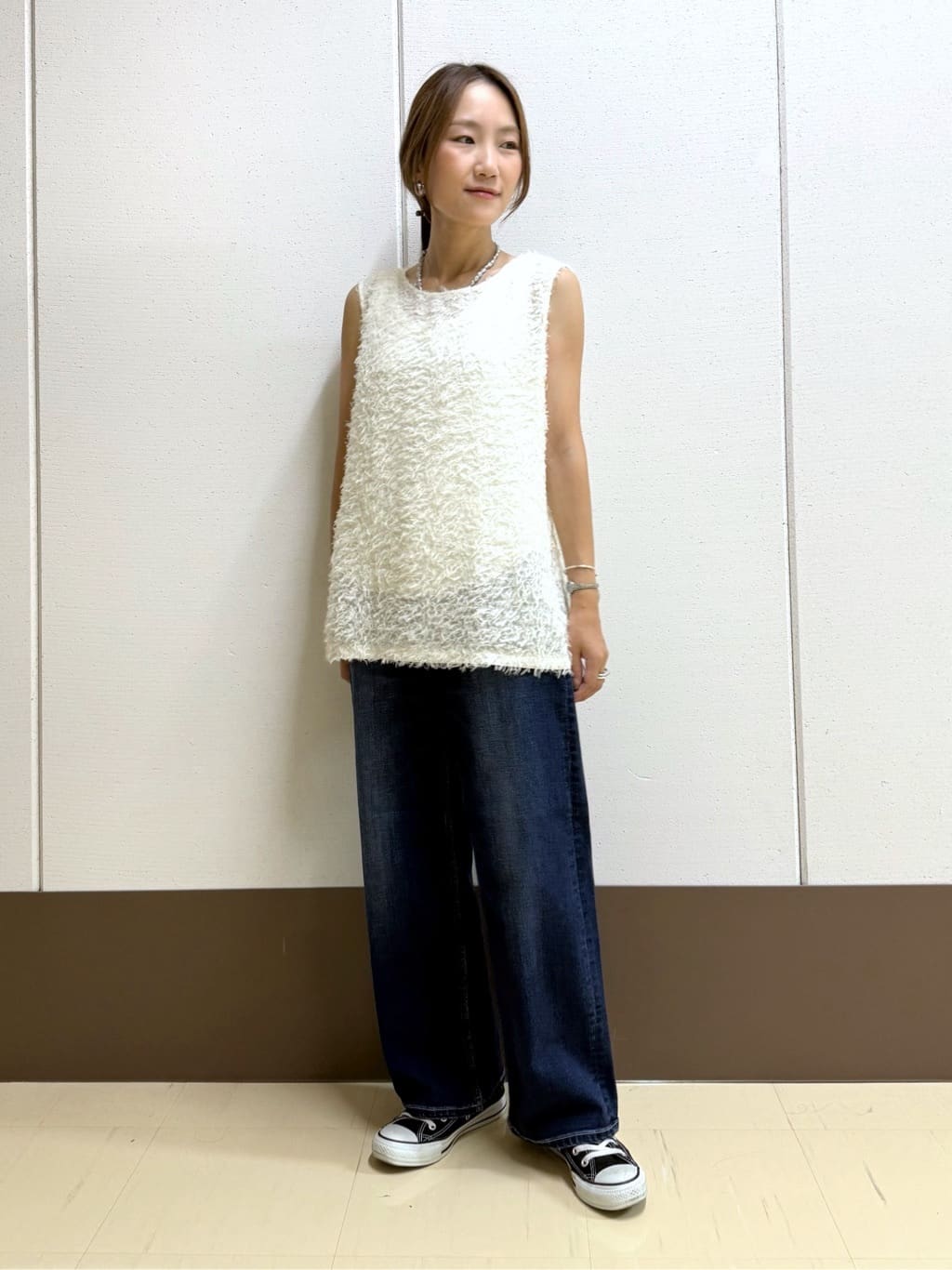 mamiさんの「INDIVI｜【インナーとしても活躍！】フリンジジャカードチュニック」を使ったコーディネート