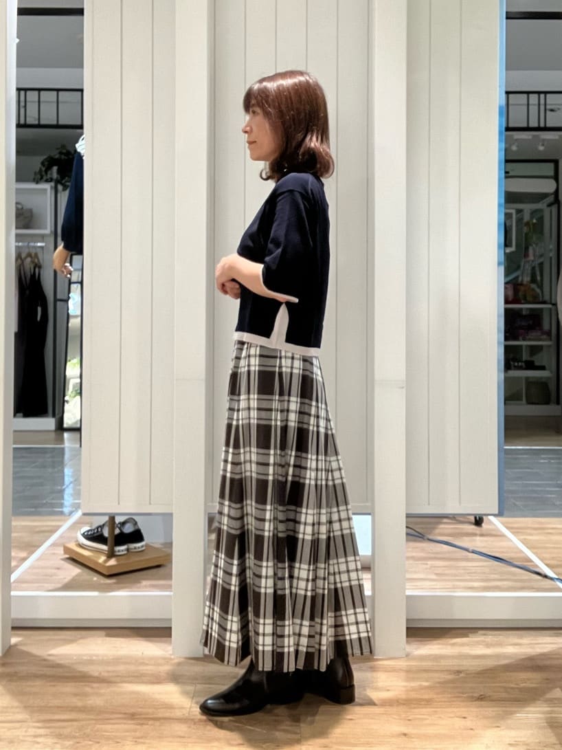 Fujitaさんの「Dessin｜【洗える】バイカラーショート丈ニット」を使ったコーディネート